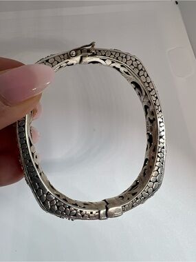 SARDA Sterling Silver Floral Filigree Women's Bangle Bracelet